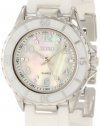 XOXO Women's XO2003 Swarovski Crystal Accented Silver-Tone White Ceramic Bracelet Watch