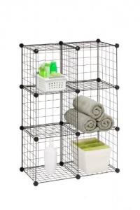 Honey-Can-Do SHF-02113 Modular Mesh Storage Cube, Black, 6-Pack