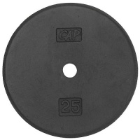 Cap Barbell Free Weights Standard 25-Pounds Plate (Black)