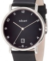 a.b. art Men's KLD108 Series KLD Stainless Steel Swiss Quartz Date, Black Dial and Leather Strap Watch