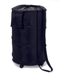 Honey-Can-Do HMP-01454 Deluxe Nylon Pop Up Clothing Hamper on Wheels Black 27 inches x 19 inches