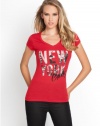 GUESS Women's New York Tee, RED HOT (SMALL)