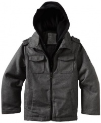 Calvin Klein Boys 8-20 ck Melton Wool Jacket, Charcoal, Medium