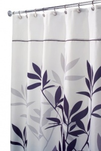 InterDesign Leaves Stall Shower Curtain, Black/Gray