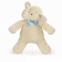 North American Bear Company Smushy Elephant Blue Ribbon, Ivory, Large