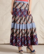 Max out on boho-chic style with this full-length skirt from Tommy Hilfiger. Mixed plaid panels rendered from 100% cotton lend a laid-back look to this summery essential!