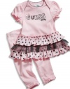 GUESS Newborn Girl Tiered Dress & Leggings Set (0-9M), PINK (3/6M)