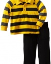 Splendid Littles Baby-Boys  Charcoal Rugby Stripe Mix Polo Set, Oro, 12-18 Months