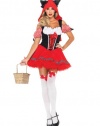 Leg Avenue Women's Red Riding Wolf Gingham Trimmed Peasant Dress with Wolf Hood