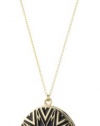 House of Harlow 1960 Black and White Enameled Tribal Locket Necklace