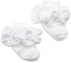 Jefferies Socks Double Ruffle Turncuff Sock, White, 1-3 Months