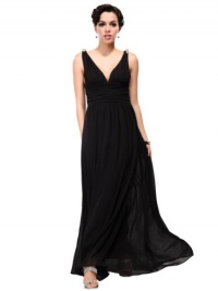 Ever Pretty Elegant V-neck Long Chiffon Crystal Maxi Evening Dress 09016