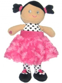 Baby Girl Black and Pink Heart Dark Haired Doll Security Blanket by Baby Starters - Hot Pink - Not Applicable