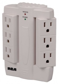 RCA PSWTS6R Wall Tap Surge Protector with 6 Swivel Outlets