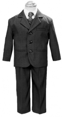 5 Piece Dark Gray Suit with Shirt, Vest, and Tie - Size 3T