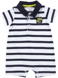 Carter's Dad's MVP Stripe Polo Romper WHITE 9 Mo