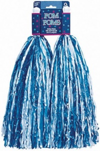 Plastic Pom Poms - White & Blue (2 count)