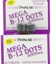 Twinlab Mega B-12 Dots Vitamin B-12, 5000mcg, 60 Tablets (Pack of 2)