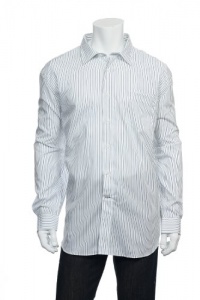 Nautica Men's White Vertical Striped Button Down Shirt