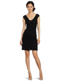 Catherine Malandrino Women's V-Neck Pointelle Dress, Black, Medium