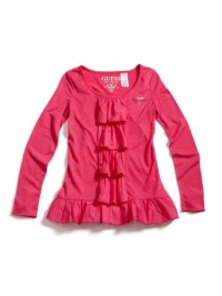 GUESS Kids Girls Ruffle Front Tee, DEEP PINK (10/12)