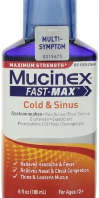 Mucinex Fast-Max Adult Liquid, Cold and Sinus, 6 Ounce