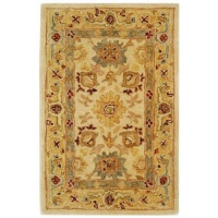 Safavieh AN546B Anatolia Collection 2-Feet by 3-Feet Handmade Hand-Spun Wool Area Rug, Ivory and Gold