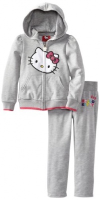 Hello Kitty Girls 2-6X Pant Set with Hoodie, Heather Grey, 6x