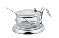 Salt Server / Cheese Bowl / Condiment Serving Bowl & Spoon Set - Fine Stainless Steel Serveware for Your Home