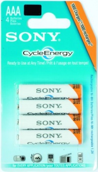 Sony Batteries Cycle Energy 800 mAh Pre-Charged AAA Rechargeable Batteries