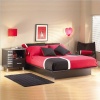 South Shore Furniture, Basic Collection, Queen Platform Bed with Moulding 60, Black