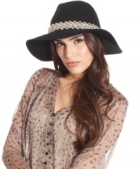 Inspired by a classic style from the '40s, this fedora by Juicy Couture gets an modern update with a floppy brim and luxe rhinestone and bead embellishment along the band.