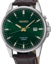 Seiko Kinetic Green Dial Leather Mens Watch SKA533