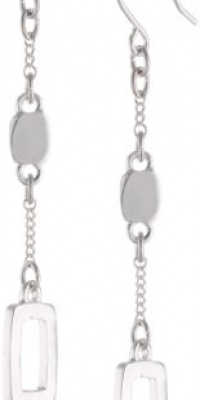 Kenneth Cole New York Shiny Ear Update Silver Long Rectangle Drop Earrings