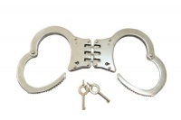 Double Locking Police Steel Hinged Handcuffs