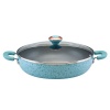 Paula Deen Signature Porcelain Nonstick 12-Inch Covered Chicken Deep Fryer, Aqua Speckle