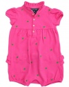 Ralph Lauren Baby Girl's Turtle Print Mesh Bubble Shortall, Pink, 18 Month