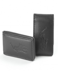 Streamline your silhouette. Lose the bulky wallet for this leather money clip from Polo Ralph Lauren.