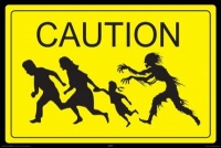 Zombie Caution Sign Art Print Poster - 24x36 Collections Poster Print, 36x24