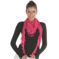 Angelina Light Triangle Fashion Scarf with 2-inch, Leaf-shape Tassel