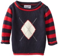 Hartstrings Baby-girls Newborn Argyle and Stripe Sweater, Navy, 3-6 Months