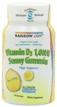 Rainbow Light Vitamin D3 (1000 IU) Sunny Gummies, 50-Count Gummies (Pack of 3)