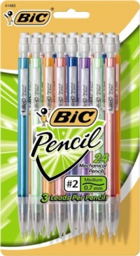 BIC Mechanical Pencil with Colorful Barrels, Medium Point (0.7 mm), 24 Pencils