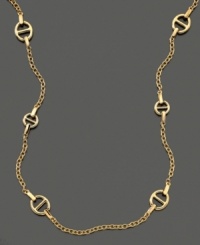 This Lauren by Ralph Lauren necklace features opulent style with a classic crossbar link pattern. Crafted in goldtone mixed metal. Approximate length: 36 inches.