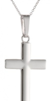 14k White Gold Cross Pendant, 18