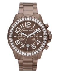 Start your day off with a little sparkle with this espresso hued watch embellished with stone accents, by Michael Kors.