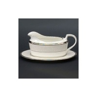 Noritake Silver Palace 2-Piece Gravy Boat with Tray