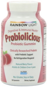 Rainbow Light Probiolicious Gummies, Ages 4 and Above, Cranberry Flavor, 50-Count