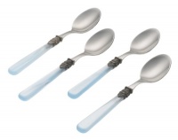 Rosanna Pearlized Aqua Napoleon Espresso Spoons, Set of 4