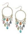 A traditional hoop earring gets an opportunity to stand out with this gypsy style from Lauren Ralph Lauren. Drops of colorful resin beads hang from a triple chain silhouette. Crafted in 14k gold-plated mixed metal. Approximate drop: 3 inches.